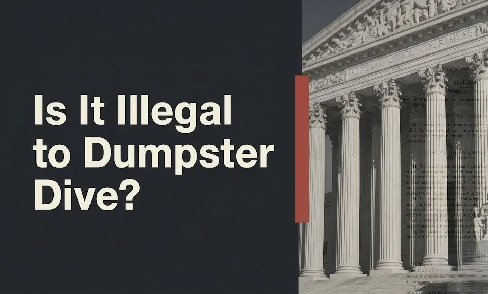 Is it illegal to dumpster dive headline with courthouse architecture background